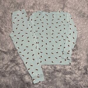 Brave Little Ones Bamboo Pajama Set Pale Blue Bees Toddler 3T Soft Breathable